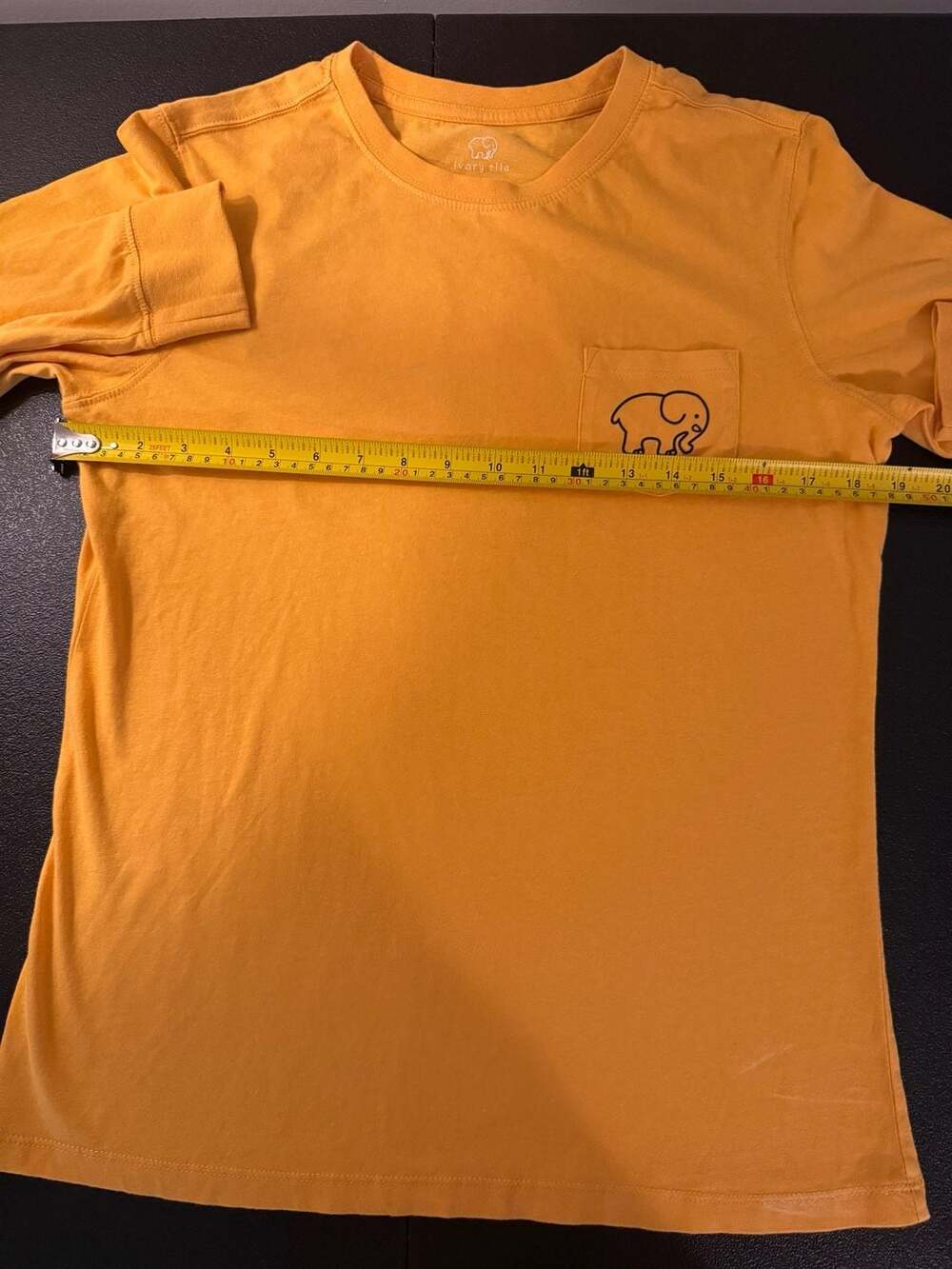 Ivory Ella Long Sleeve Elephant Logo Pocket T-Shirt Gold Yellow -S - Picture 4 of 6